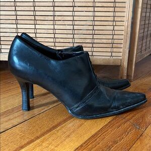 Franco Sarto Black Pointy Toe Bootie with stitching Detail